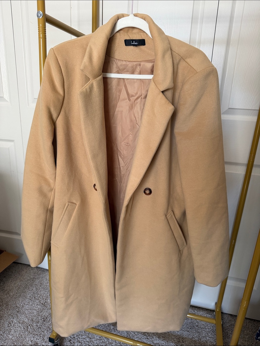 Lulu's Camel Tan Double-Breasted heavy trench Coat